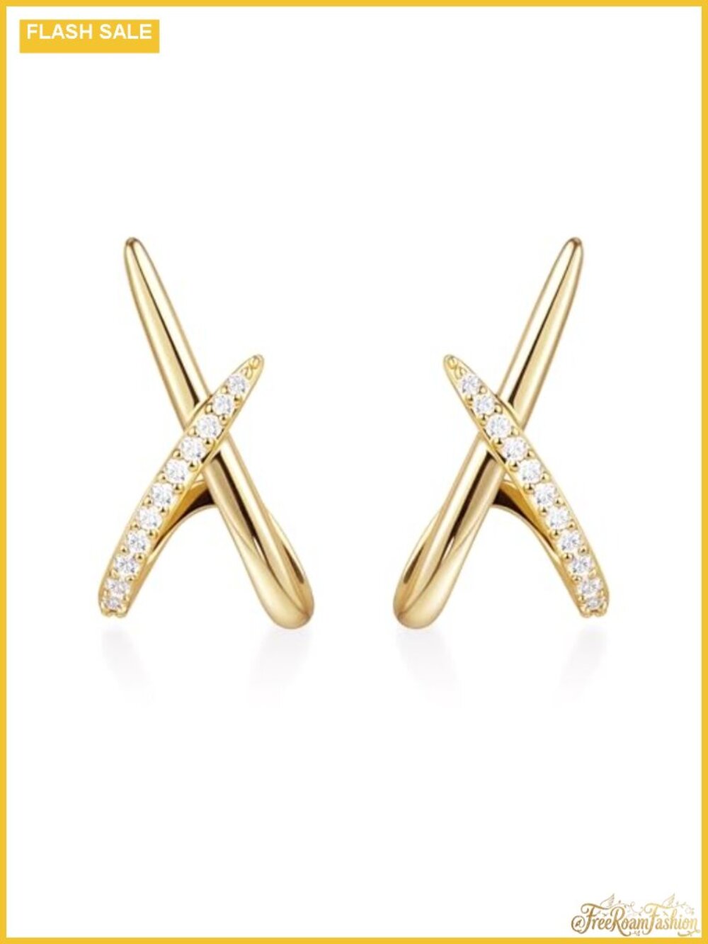 14K Gold Plated Criss Cross Stud Earrings for Women, Dainty Hypoallergenic